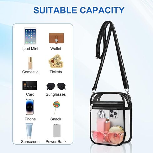 Clear Bag for Stadium Events Clear Handbag Crossbody Purse for Men Women Messenger Bag for Concerts Sports Festivals in Saudi Arabia