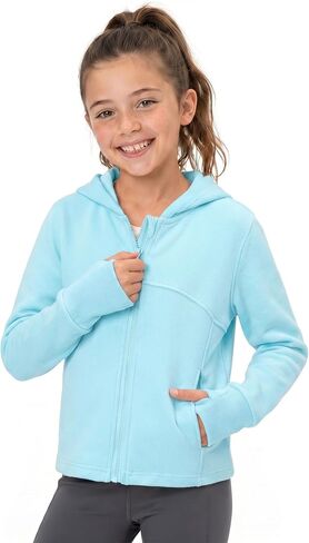 Girls Lightweight Zip-Up Hoodie for Kids Soft Casual Hooded Sweatshirt with Thumb Holes in Kuwait