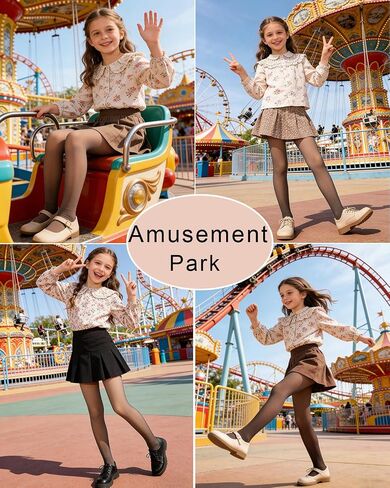 VINICUNCA Girls Fake Translucent Tights, School Uniform Leggings Under Dress Dance Stockings for Kids in Kuwait