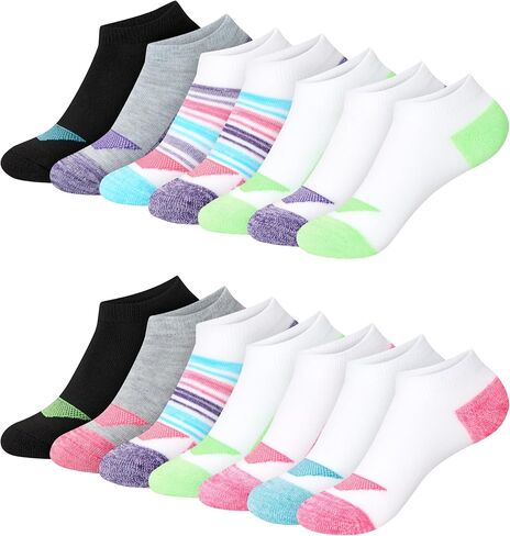 Hanes Girls' Socks, Cool Comfort Moisture-wicking Socks, Ankle & No Show, Ez Sort, Multi Pack in Kuwait