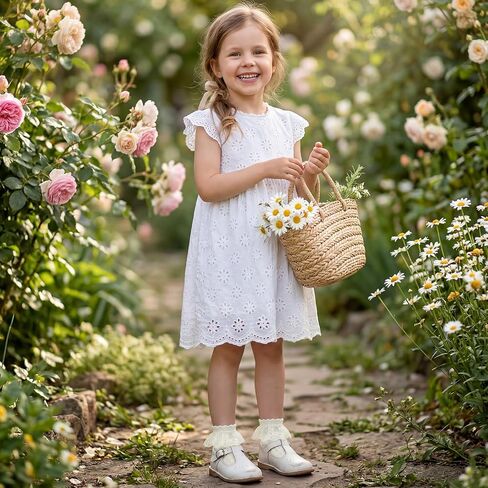 Girls White Lace Frill Socks - Breathable Princess Dress Socks School Uniform Crew Socks for Toddler & Kids (1-10T) in Saudi Arabia