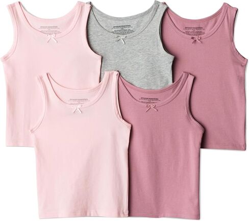 Amazon Essentials Girls' Cotton Jersey Tank Top Undershirt, Pack of 5 in Kuwait
