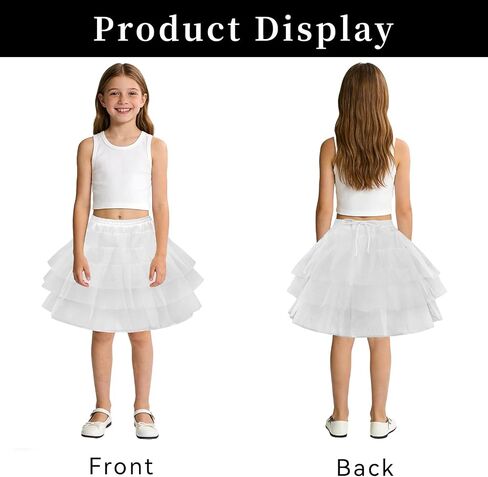 Girls Tulle Petticoat Underskirt for Dresses, Elastic Waist 3-Layer Tulle Crinoline Slip for Party, Wedding, Pageant & Dress Up in Saudi Arabia