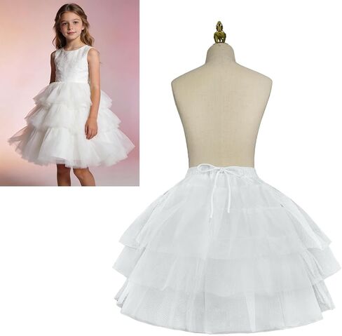 Girls Tulle Petticoat Underskirt for Dresses, Elastic Waist 3-Layer Tulle Crinoline Slip for Party, Wedding, Pageant & Dress Up in Saudi Arabia