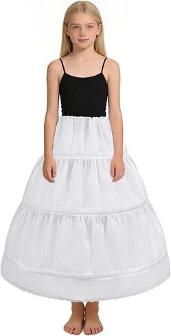 Girls Half Petticoat 3 Hoop Crinoline Underskirt Kids Ball Gown Full Slip Skirt for flower girl wedding Birthday in Saudi Arabia