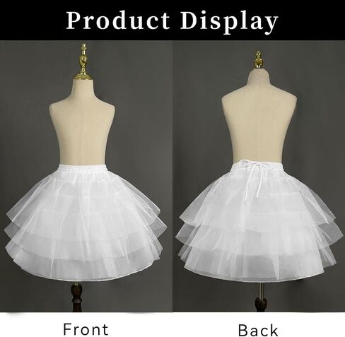 Girls 3 Layers Tulle Petticoat Crinoline Underskirt Slips Fluffy Hoopless Kids Petticoat for Wedding Flower Girl Party Dress in Saudi Arabia