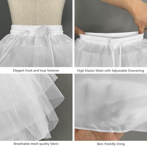 Girls 3 Layers Tulle Petticoat Crinoline Underskirt Slips Fluffy Hoopless Kids Petticoat for Wedding Flower Girl Party Dress in Saudi Arabia