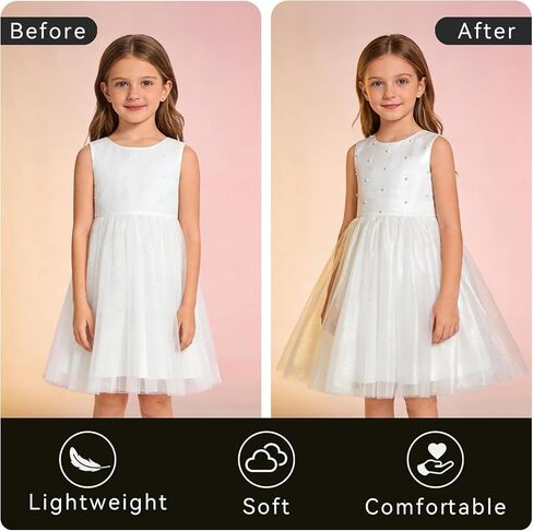 Girls 3 Layers Tulle Petticoat Crinoline Underskirt Slips Fluffy Hoopless Kids Petticoat for Wedding Flower Girl Party Dress in Saudi Arabia