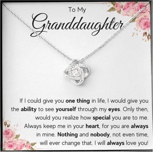 Granddaughter Necklace Gifts From Grandma Grandmother or Grandpa Grandfather To My Granddaughter Graduation Birthday Pendant Jewelry with Message Card and Gift Box (LED Box, Rain Alluring) (Standard Box, My Eyes Knot) in Saudi Arabia