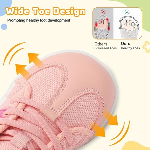 Scurtain Toddler Shoes Girl Boy Wide Toe Breathable Barefoot Shoes Little Kids Slip on School Tennis Shoes Flexible Rubber Casual Flat Sneakers in Saudi Arabia