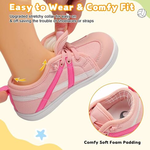 Scurtain Toddler Shoes Girl Boy Wide Toe Breathable Barefoot Shoes Little Kids Slip on School Tennis Shoes Flexible Rubber Casual Flat Sneakers in Saudi Arabia