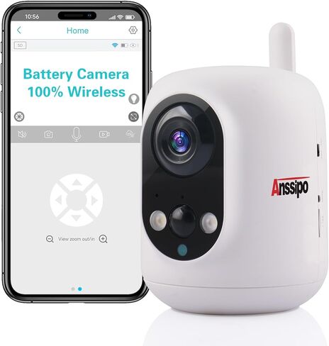 Indoor Camera Wireless Battery Powered, 32GB SD Card, Long Battery Life, 2K Tiny Camera, 2.4Ghz WiFi Cameras for Home Security, 150°Remote Viewing, Night Vision, Motion Detection in Kuwait