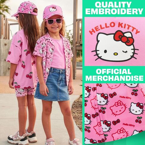 Get Trend Hello Kitty | Barbie | Squishmallows Girls Baseball Cap, UV Protection Sunglasses & Soft Scrunchies, 3 Piece Set in Kuwait