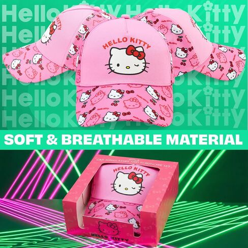 Get Trend Hello Kitty | Barbie | Squishmallows Girls Baseball Cap, UV Protection Sunglasses & Soft Scrunchies, 3 Piece Set in Kuwait