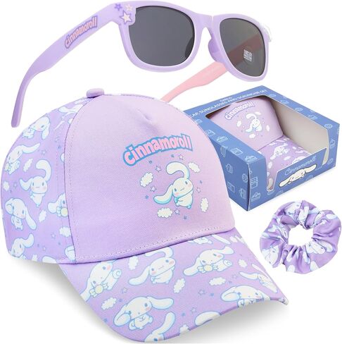 Get Trend Hello Kitty | Barbie | Squishmallows Girls Baseball Cap, UV Protection Sunglasses & Soft Scrunchies, 3 Piece Set in Kuwait