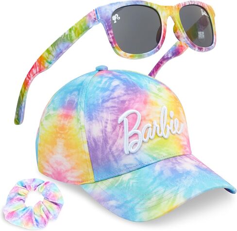 Get Trend Hello Kitty | Barbie | Squishmallows Girls Baseball Cap, UV Protection Sunglasses & Soft Scrunchies, 3 Piece Set in Kuwait