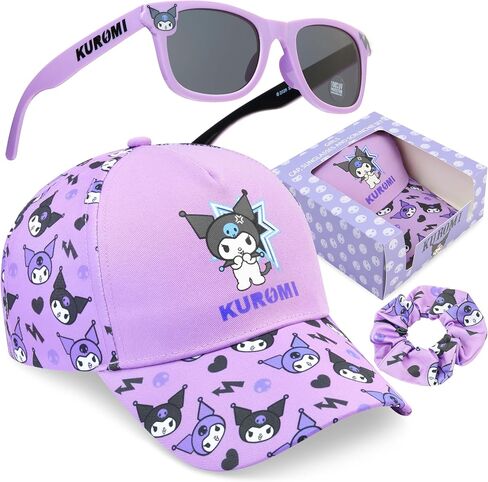 Get Trend Hello Kitty | Barbie | Squishmallows Girls Baseball Cap, UV Protection Sunglasses & Soft Scrunchies, 3 Piece Set in Kuwait