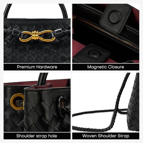 Woven Tote Bag for Women Leather Shoulder Handbag Designer Top Handle Purses in Kuwait