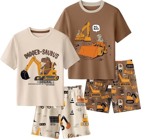 Yoofoss Toddler Pajamas 100% Organic Cotton 4 Piece Short Sleeve Summer Pajama Set Kids Pajamas Boys Girls Snug Fit Pjs Set in Kuwait