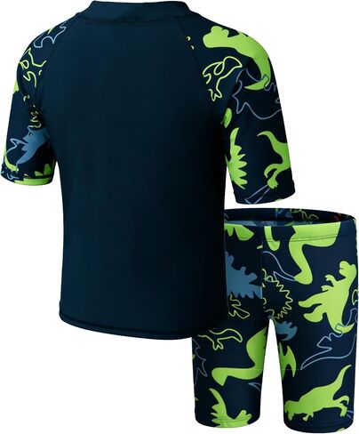LUCKYLI Boys Swim Set – UPF50+ Rashguard, Trunks with Drawstring & Cap, 4-Way Stretch, Quick Dry, Sublimated, for Beach/Pool in Kuwait