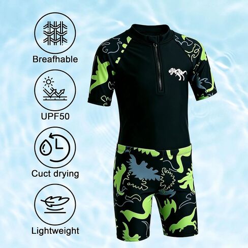 LUCKYLI Boys Swim Set – UPF50+ Rashguard, Trunks with Drawstring & Cap, 4-Way Stretch, Quick Dry, Sublimated, for Beach/Pool in Kuwait