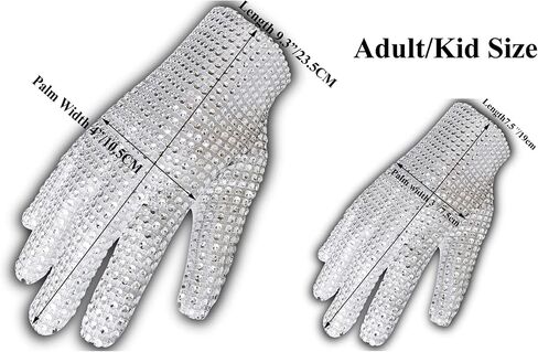 Rhinestone Glove for Wen Women Kids Fans Sequin Glove (Left glove for adult) in Kuwait