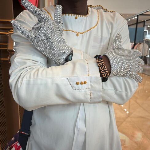 Rhinestone Glove for Wen Women Kids Fans Sequin Glove (Left glove for adult) in Kuwait