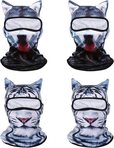 4Pcs Cat Ski Mask 3D Printed Cat Mask Animal Funny Ski Masks Cute Cats Animal Face Masks with Ears Cats Balaclava in Saudi Arabia