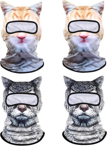 4Pcs Cat Ski Mask 3D Printed Cat Mask Animal Funny Ski Masks Cute Cats Animal Face Masks with Ears Cats Balaclava in Saudi Arabia