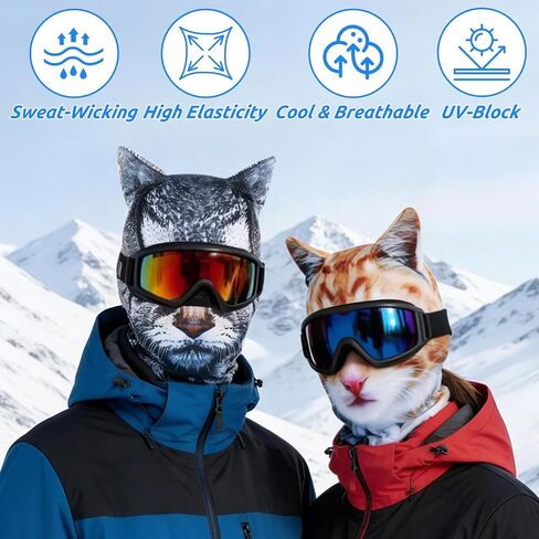 4Pcs Cat Ski Mask 3D Printed Cat Mask Animal Funny Ski Masks Cute Cats Animal Face Masks with Ears Cats Balaclava in Saudi Arabia