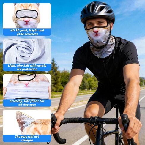 4Pcs Cat Ski Mask 3D Printed Cat Mask Animal Funny Ski Masks Cute Cats Animal Face Masks with Ears Cats Balaclava in Saudi Arabia