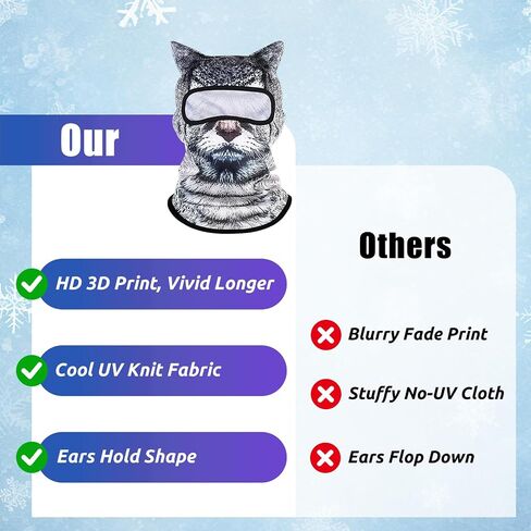 4Pcs Cat Ski Mask 3D Printed Cat Mask Animal Funny Ski Masks Cute Cats Animal Face Masks with Ears Cats Balaclava in Saudi Arabia