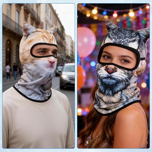 4Pcs Cat Ski Mask 3D Printed Cat Mask Animal Funny Ski Masks Cute Cats Animal Face Masks with Ears Cats Balaclava in Saudi Arabia