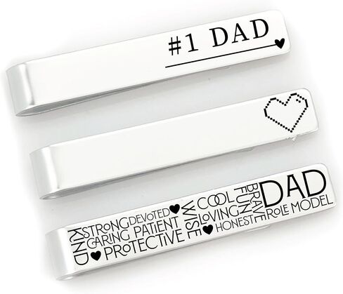 Stainless Steel Tie Clip Set for Men – Set of 3 Engraved Tie Bars for Dad, Grandpa, Uncle & Godfather – Durable Dress Accessories for Everyday Wear in Kuwait