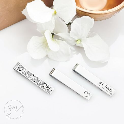 Stainless Steel Tie Clip Set for Men – Set of 3 Engraved Tie Bars for Dad, Grandpa, Uncle & Godfather – Durable Dress Accessories for Everyday Wear in Kuwait