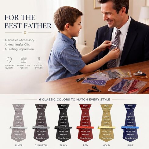 24 Set Father's Day Tie Clips Gifts Bulk 24 Tie Clips for Dad 24 Father's Day Greeting Cards Man of God Ties Clip Set for Happy Fathers Days Husband Grandpa Business Birthday Gift in Saudi Arabia