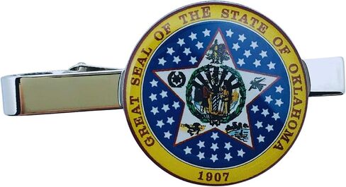 Tie Clip - State Seal Oklahoma - USA | 1.18-Inch State Flag Tie Clip | USA Flag Tie Bar for Men | Perfect for Formal Events, Business, and Gifts in Saudi Arabia