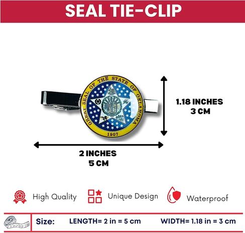 Tie Clip - State Seal Oklahoma - USA | 1.18-Inch State Flag Tie Clip | USA Flag Tie Bar for Men | Perfect for Formal Events, Business, and Gifts in Saudi Arabia