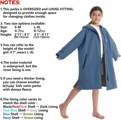 Hiturbo Kids Waterproof Swim Parka: Thin Fleece Lined Swimming Coat - Oversized Swimmer Jacket for Surf Swim Team in Saudi Arabia