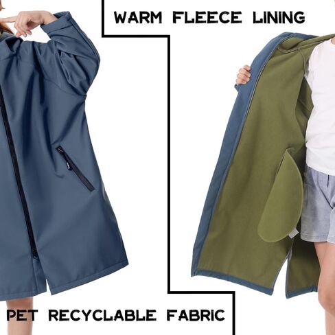 Hiturbo Kids Waterproof Swim Parka: Thin Fleece Lined Swimming Coat - Oversized Swimmer Jacket for Surf Swim Team in Saudi Arabia