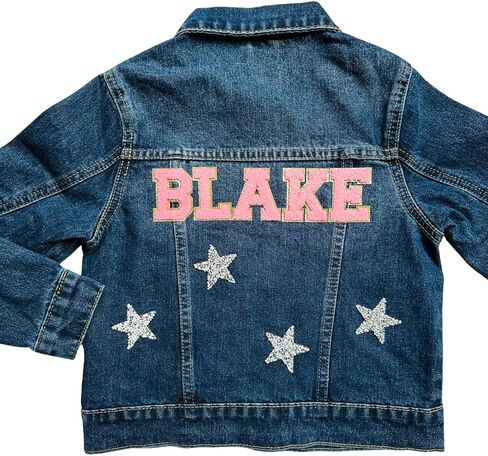 Chicbaby Personalized jean jacket with hearts, Kids Jean Jacket, gift for girls, spring outfit in Saudi Arabia