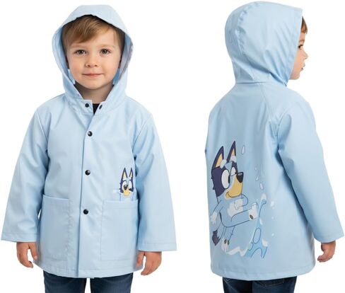 سترة المطر Bluey Kids (الأعمار من 4 إلى 7 سنوات) - معطف واق من المطر بغطاء رأس مقاوم للماء مع جيوب وإغلاق سريع - مرخص رسميًا in Kuwait
