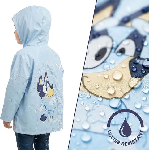 سترة المطر Bluey Kids (الأعمار من 4 إلى 7 سنوات) - معطف واق من المطر بغطاء رأس مقاوم للماء مع جيوب وإغلاق سريع - مرخص رسميًا in Kuwait
