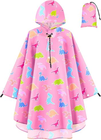 OlyPegic Kids Rain Poncho with Hooded Reusable Waterproof Lightweight Ponchos Kids Boy Girl Raincoat Outwear in Saudi Arabia