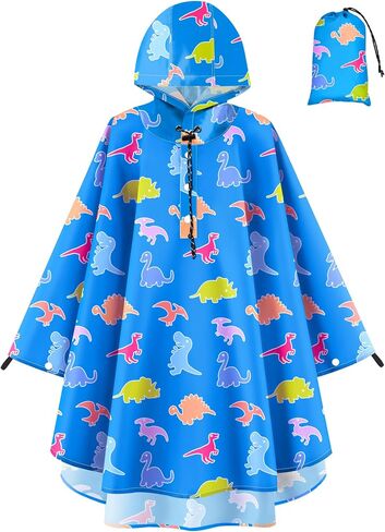 OlyPegic Kids Rain Poncho with Hooded Reusable Waterproof Lightweight Ponchos Kids Boy Girl Raincoat Outwear in Saudi Arabia