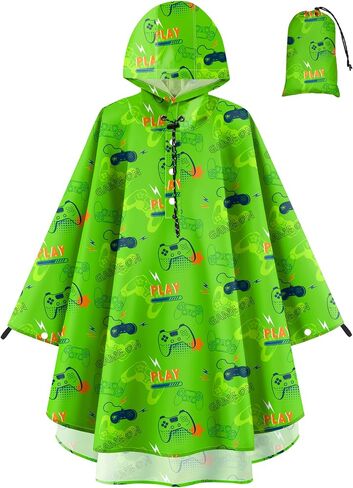 OlyPegic Kids Rain Poncho with Hooded Reusable Waterproof Lightweight Ponchos Kids Boy Girl Raincoat Outwear in Saudi Arabia
