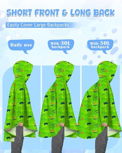 OlyPegic Kids Rain Poncho with Hooded Reusable Waterproof Lightweight Ponchos Kids Boy Girl Raincoat Outwear in Saudi Arabia