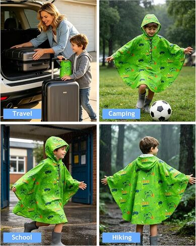 OlyPegic Kids Rain Poncho with Hooded Reusable Waterproof Lightweight Ponchos Kids Boy Girl Raincoat Outwear in Saudi Arabia