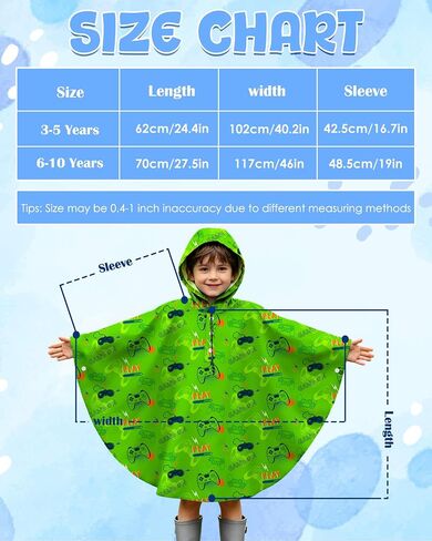 OlyPegic Kids Rain Poncho with Hooded Reusable Waterproof Lightweight Ponchos Kids Boy Girl Raincoat Outwear in Saudi Arabia