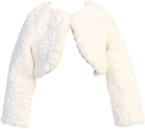 BluNight Girls Long Sleeve Faux Fur Flower Girl Cardigan Shrug Bolero Dress Coat in Saudi Arabia
